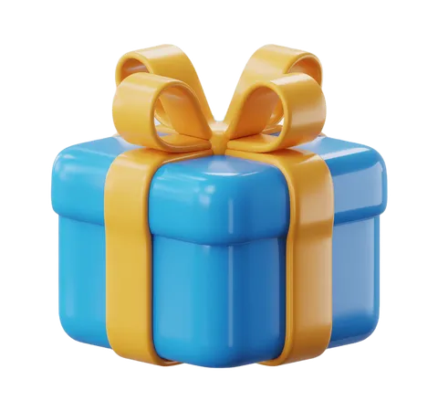 3d gift box with yellow ribbon for holiday presents and celebrations PNG