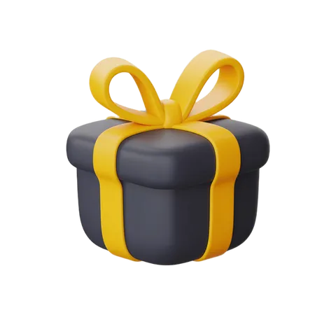 3d gift box with yellow ribbon for holiday presents and ecommerce product packaging design PNG