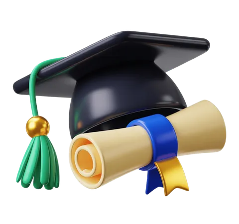 3d graduation cap and diploma illustration for academic achievement celebration designs PNG