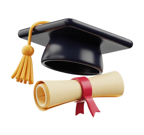 3d graduation cap and diploma illustration for academic achievement awards and educational events PNG