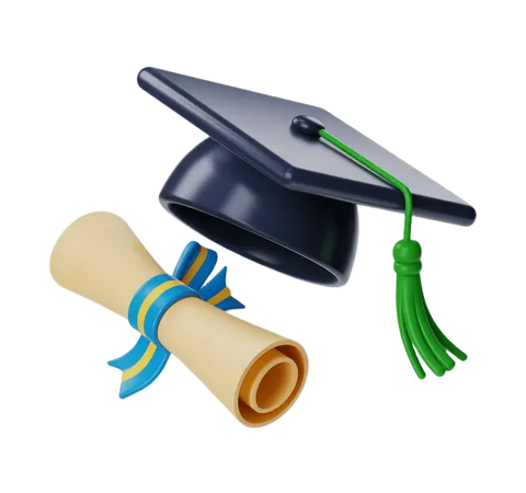 3d graduation cap and diploma illustration for academic achievement celebration designs PNG
