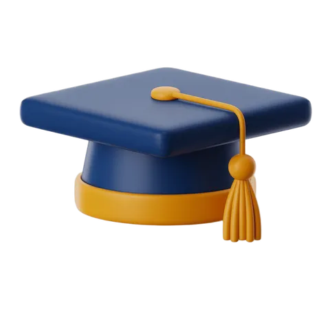 3d graduation cap icon with yellow tassel for academic celebration and diploma events PNG