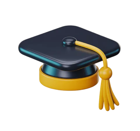 3d graduation cap icon with yellow tassel for academic celebration and diploma events PNG