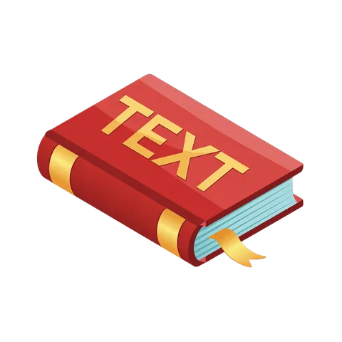 3d isometric illustration of a red book labeled text for educational and digital content design PNG