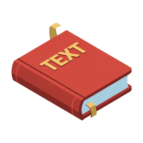 3d isometric illustration of a red book labeled text for educational and editorial design projects PNG