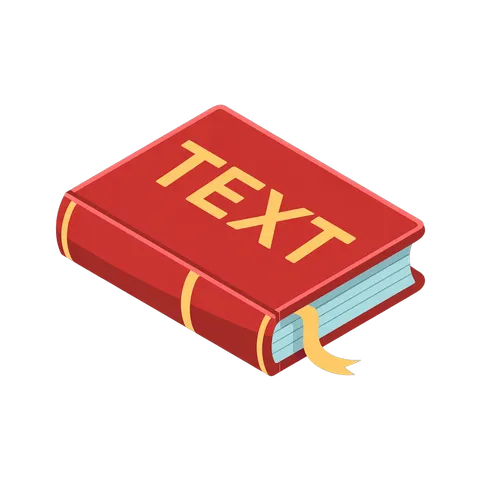 3d isometric illustration of a red book labeled text for educational and editorial design projects PNG