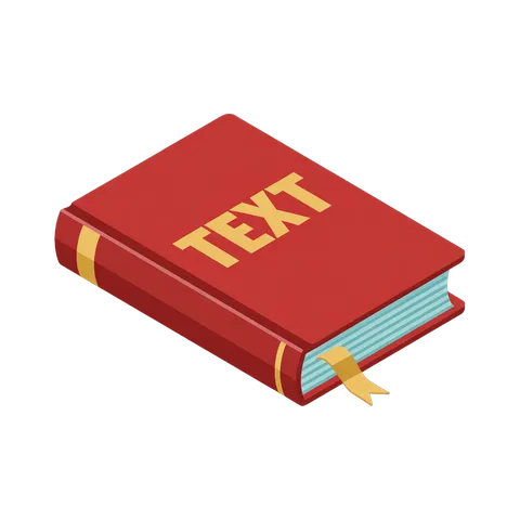 3d isometric illustration of a red book with text label for educational and editorial design projects PNG