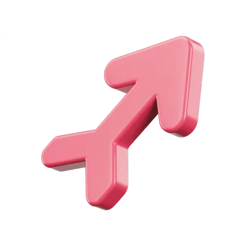 3d pink upward arrow icon isolated on transparent background for presentations and infographics PNG