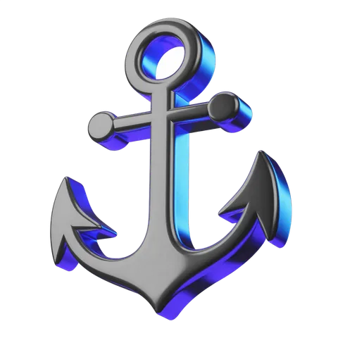 3d rendered anchor symbol with sleek metallic and blue accents for nautical branding and clipart PNG