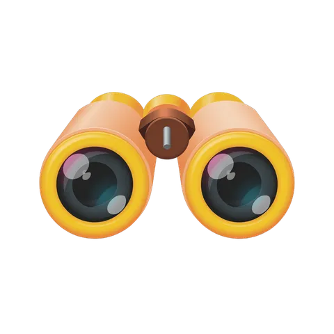Adorable cartoon binoculars for travel adventure exploration and discovery illustrations PNG