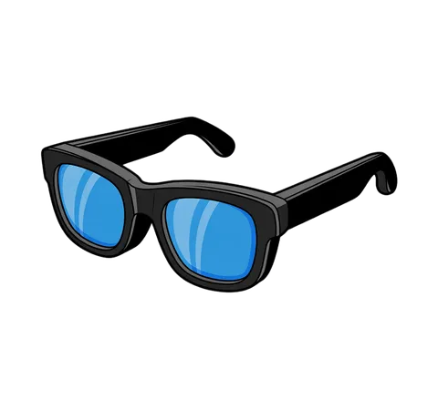 Black cat eye sunglasses with blue mirrored lenses isolated clipart for marketing designs PNG