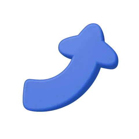 Blue curved arrow clipart graphic element for presentations and web design projects PNG