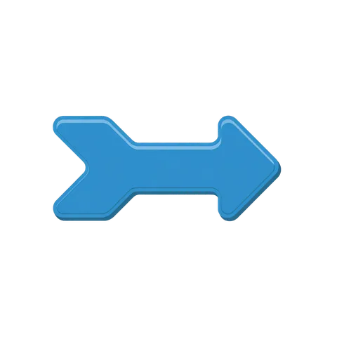 Bright blue directional arrow icon for presentations web design and user interface navigation PNG