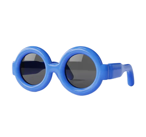 Bright blue round sunglasses clipart for summer fashion and branding designs PNG