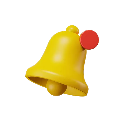 Bright cheerful yellow bell with red button for notifications alerts and alerts icons PNG