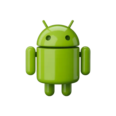 Bright green android robot mascot icon for mobile app technology branding and digital marketing PNG