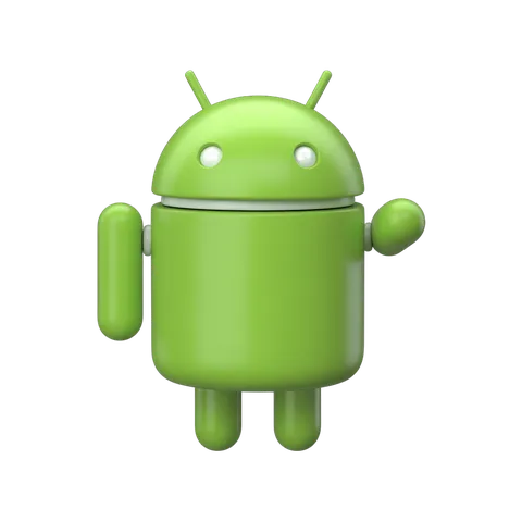 Bright green android robot mascot icon with arms and legs for app branding and mobile technology graphics PNG