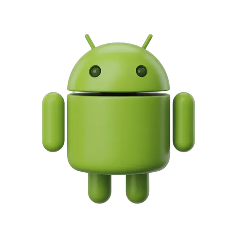 Bright green android robot mascot icon with transparent background for app branding and mobile design PNG