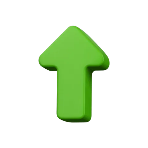 Bright green upward arrow isolated clipart for presentations business graphics and web design PNG
