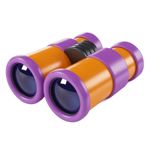 Bright orange and purple binoculars clipart for educational and travel presentations PNG