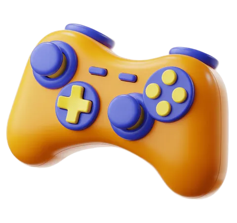 Bright orange gaming controller clipart for video game graphics and app icons PNG