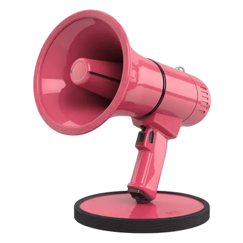 Bright pink isolated megaphone clipart for presentations and event announcements PNG