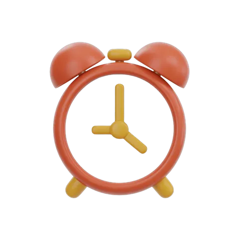 Bright red alarm clock with yellow accents isolated on transparent background for digital design PNG