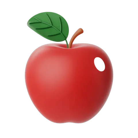 Bright red apple with green leaf isolated clipart for food graphics and branding PNG