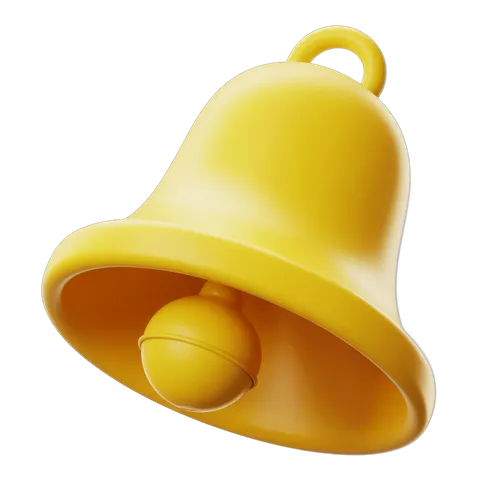 Bright yellow 3d bell notification icon for alerts events alerts and notifications PNG