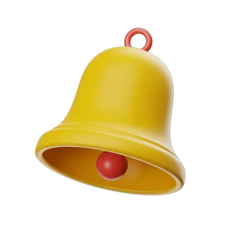 Bright yellow bell clipart graphic for notifications alerts and event reminders PNG