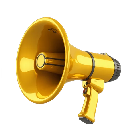 Bright yellow megaphone clipart for announcements and event promotions PNG