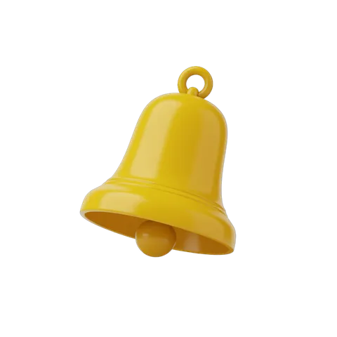 Bright yellow notification bell icon isolated transparent background for alerts and alerts PNG