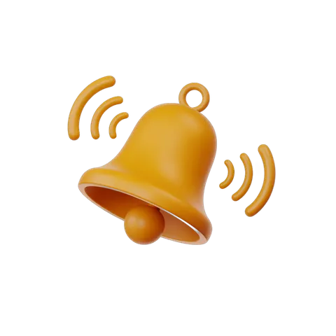 Bright yellow notification bell icon with sound waves for alerts and alerts in modern designs PNG