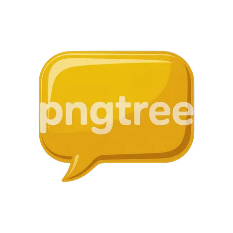 Bright yellow speech bubble clipart with pngtree text for website graphics and presentations