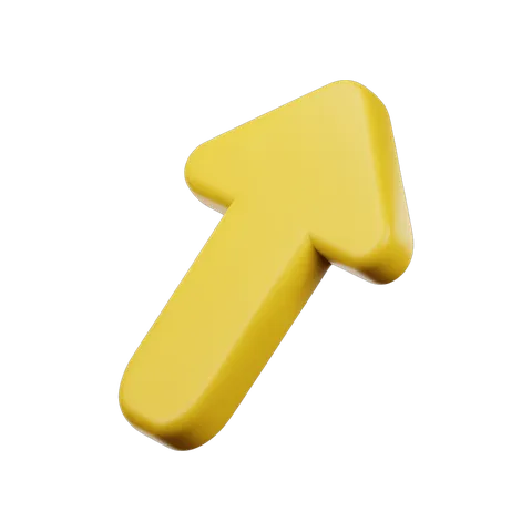 Bright yellow upward arrow isolated graphic element for presentations and web design PNG