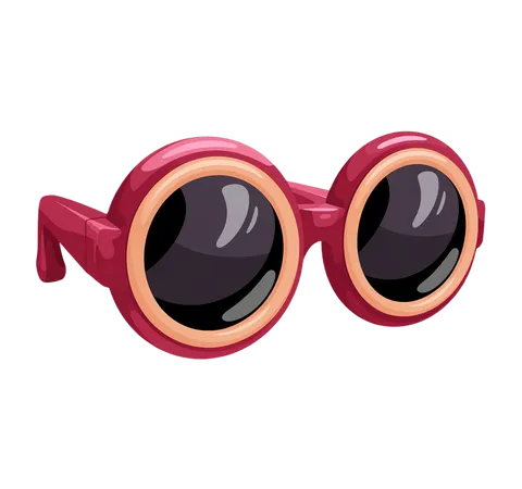 Cartoon pink retro sunglasses with gradient lenses isolated clipart for summer fashion designs PNG