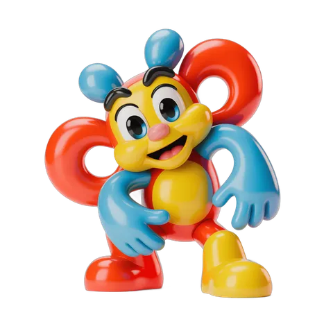 Cheerful cartoon bee character with inflatable rings for children toys and illustrations PNG