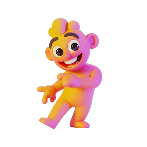 Cheerful cartoon character waving in vibrant 3d style for presentations and social media PNG