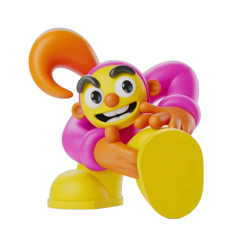 Cheerful cartoon monkey character holding yellow sign with transparent background PNG