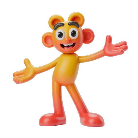 Cheerful cartoon monkey character with arms outstretched for greeting or presentation designs PNG