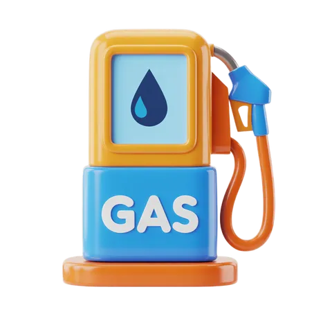 Colorful 3d gas pump icon with water droplet symbol for eco-friendly fuel station graphics PNG