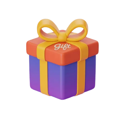 Colorful 3d gift box with yellow ribbon for birthday celebration presentation PNG