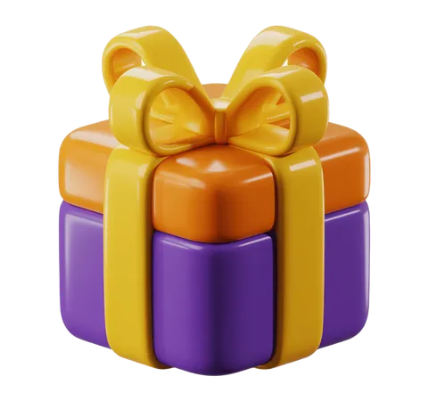Colorful 3d gift box with yellow ribbon for birthday celebration and holiday promotions PNG