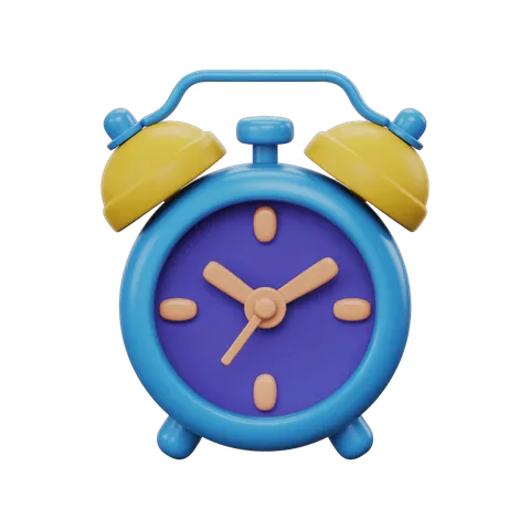 Colorful cartoon alarm clock with yellow bells for presentations and digital designs PNG