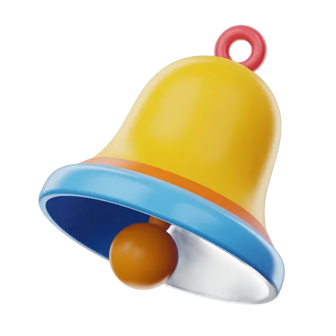Colorful cartoon bell graphic element for notifications alerts and holiday decorations PNG