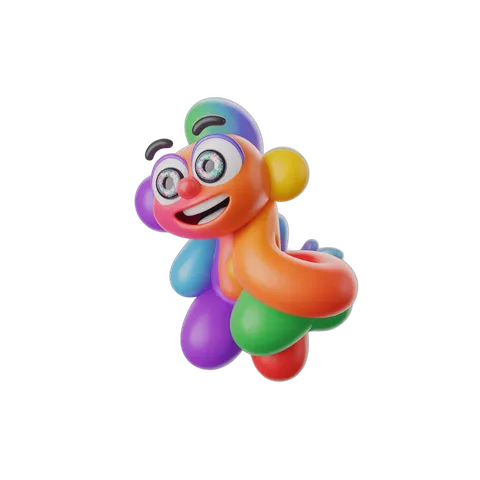 Colorful cartoon character dancing with rainbow arms for kids party decorations PNG