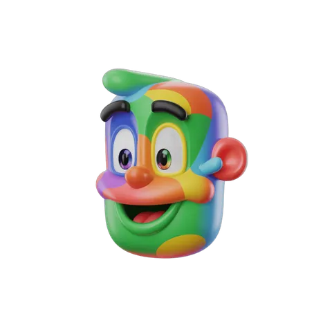 Colorful cartoon character face smiling isolated transparent background clipart PNG