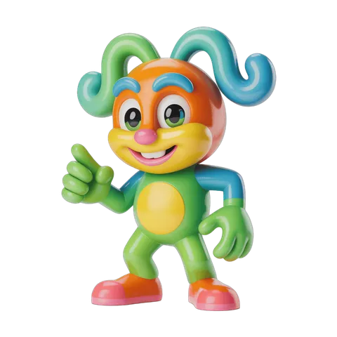 Colorful cartoon character giving thumbs up isolated transparent background clipart PNG