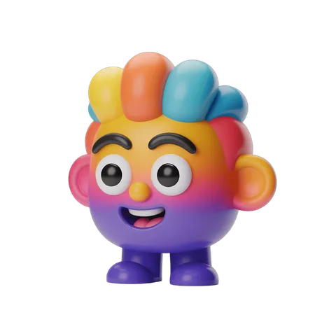 Colorful cartoon character smiling for children's educational materials and illustrations PNG