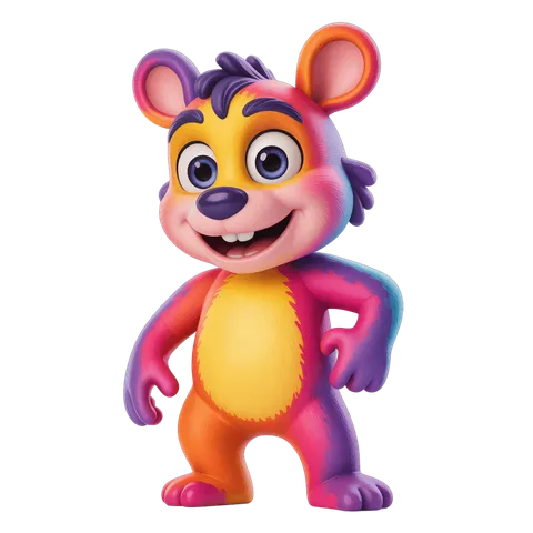 Colorful cartoon character standing isolated transparent background clipart PNG